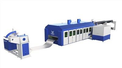 เครื่องตัดเลเซอร์คอยล์ Fed อัตโนมัติพร้อมโต๊ะกลิ้ง